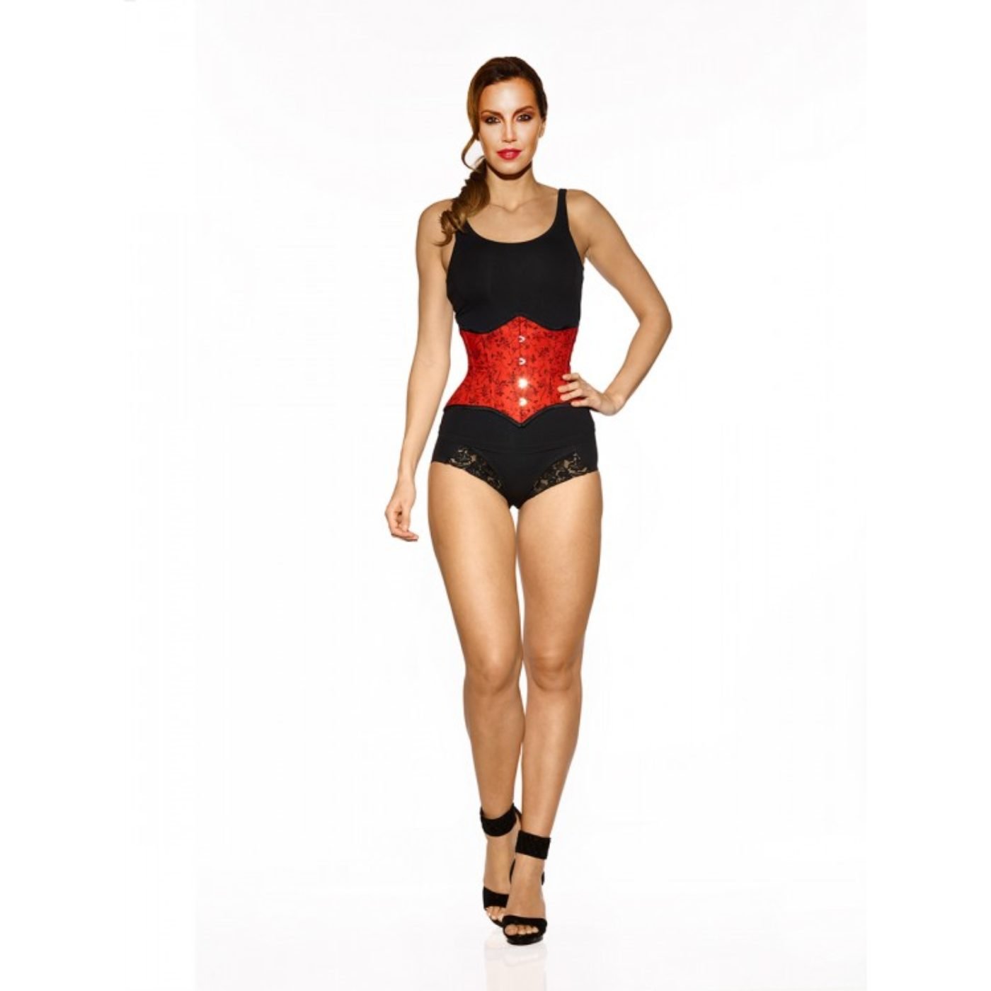 Diamond - underbust waist training corset in red